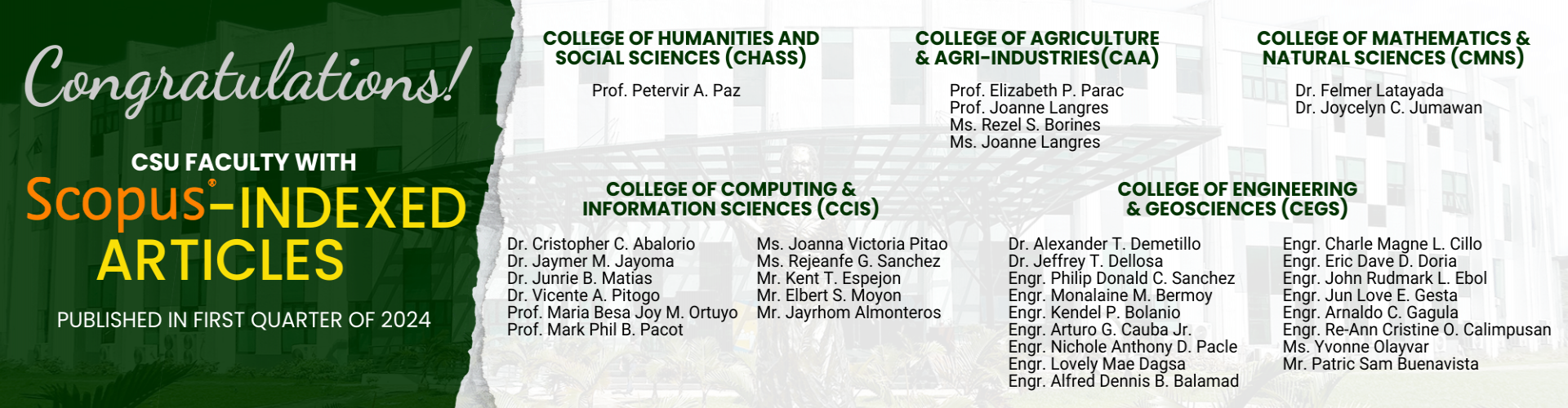CSU Faculty with Scopus-Indexed Articles