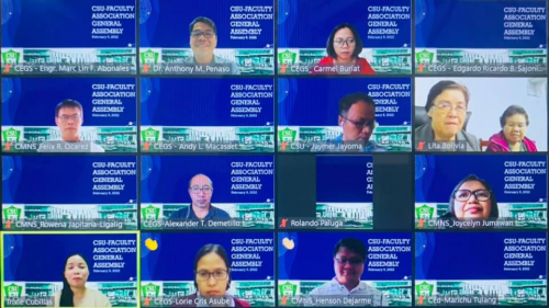 The Caraga State University Faculty Association (CSUFA) held its virtual annual general assembly on February 9, 2022. The assembly was facilitated by CSUFA President, Dr.  Alexander Demetillo together with the officers of the Caraga State University Faculty Association; 272 faculty members attended the virtual annual general assembly via Zoom. CSU President, Dr. Anthony M. Penaso gave the inspirational message. “As members of the association, you have the responsibility to always prioritize the welfare of t