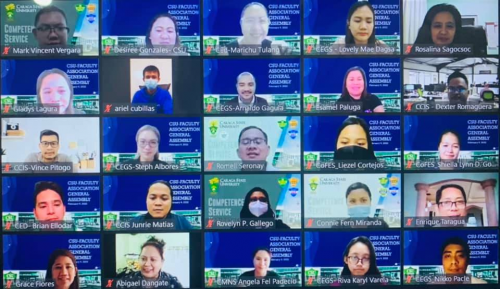 The Caraga State University Faculty Association (CSUFA) held its virtual annual general assembly on February 9, 2022. The assembly was facilitated by CSUFA President, Dr.  Alexander Demetillo together with the officers of the Caraga State University Faculty Association; 272 faculty members attended the virtual annual general assembly via Zoom. CSU President, Dr. Anthony M. Penaso gave the inspirational message. “As members of the association, you have the responsibility to always prioritize the welfare of t