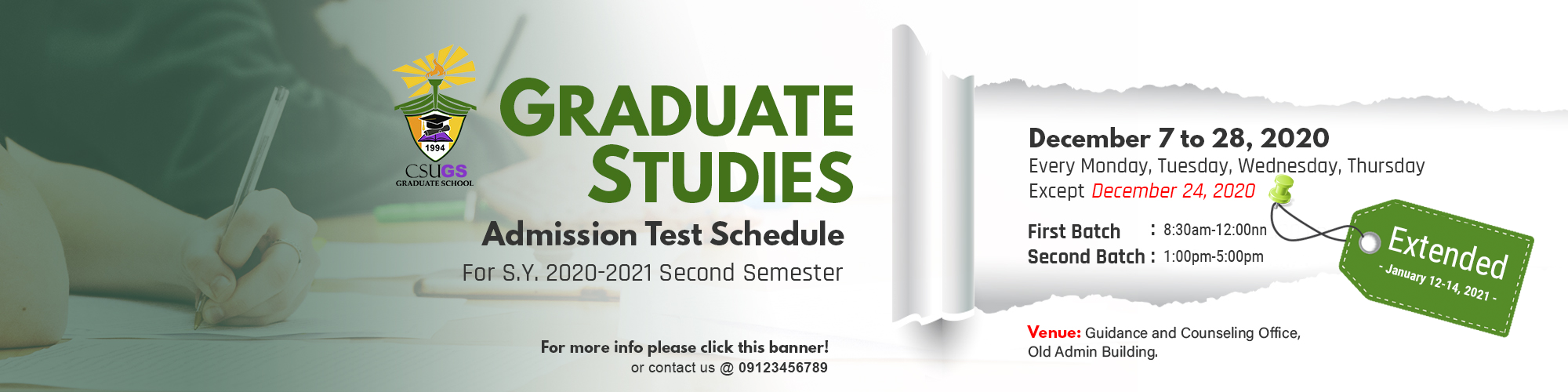 CSU Graduate Studies Admission Test Schedule