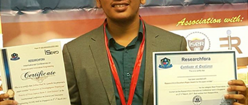 CSU Student Researcher’s Study chosen as Best Paper at ISERD Forum in Singapore